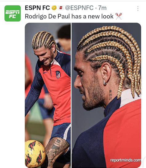 rodrigo de paul haircut|rodrigo de paul cornrows hair.